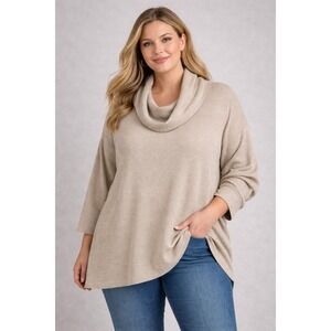 J Jill Womens Tunic Tan Sz 3X Relaxed Casual Cozy Minimalist Lagenlook